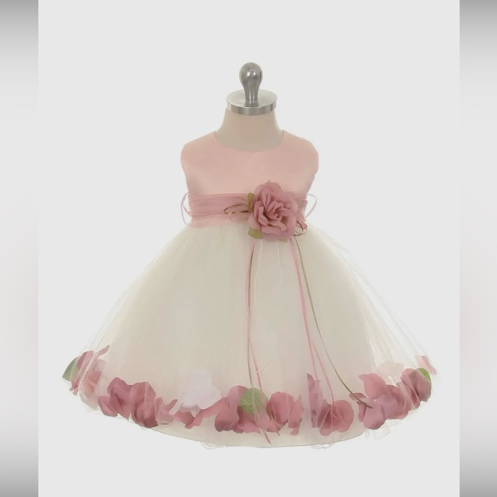 Pink and Cream Floral Tulle Girl Dress